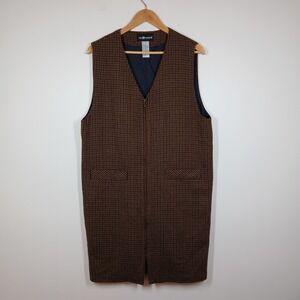 Sag Harbor Dress Women 12 Brown Houndstooth Wool Blend Front Zipper Classic